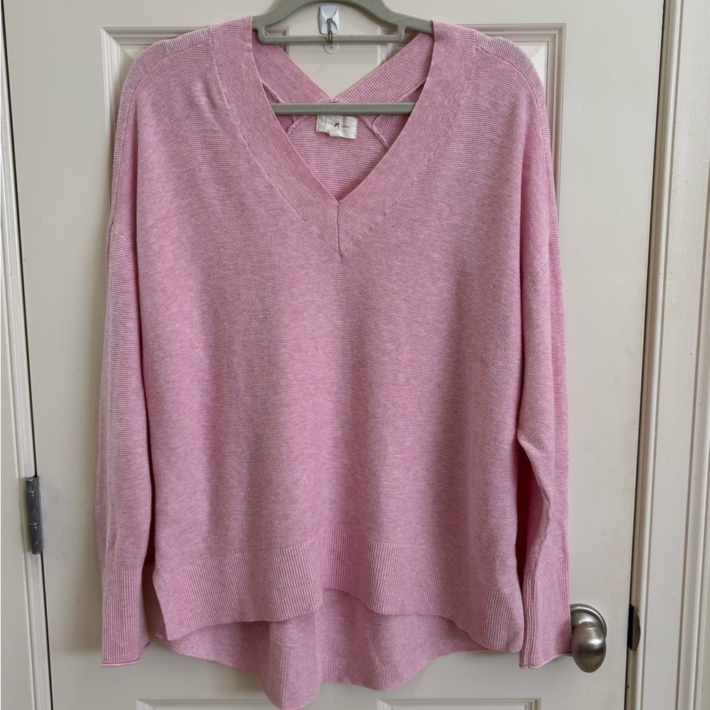 Lou & Grey Pink V-Neck Sweater Oversized Knit